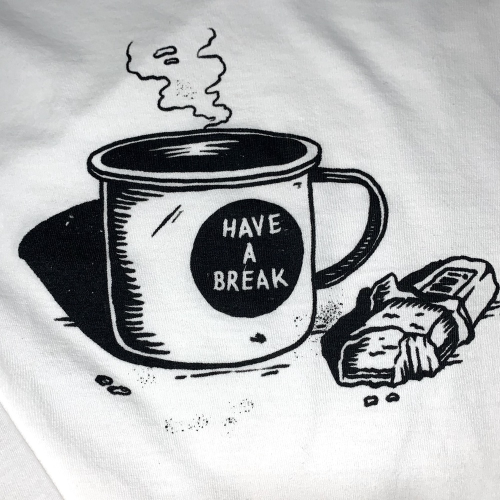 Zara White Long Sleeve Tee with Black Mug Print